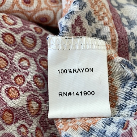 VELZERA tunic dress size XL red blue yellow beach coverup fringe - Picture 8 of 9